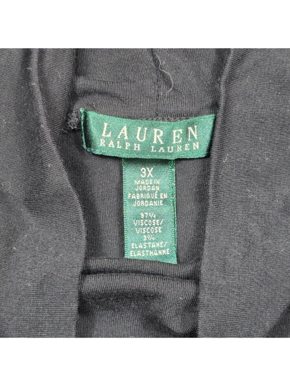 Lauren Ralph Lauren Womens 3X Short Sleeve Black Mock Neck Shirt Top Minimalist - Picture 2 of 3